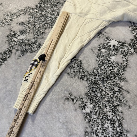 Ebossy Sweater Womens Size XXL Cream Embroidered Cable Knit Cardigan Button Down - Picture 3 of 7